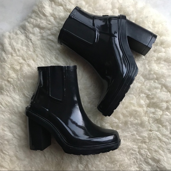 Hunter Shoes - Hunter High Heel Glossy Rain Boots 36 size 5
